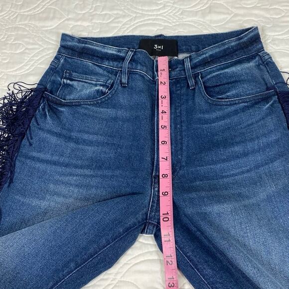 3X1 Higher Ground Crop Spanish Fringe Blue Jeans Western Country Size 25 - Picture 7 of 8